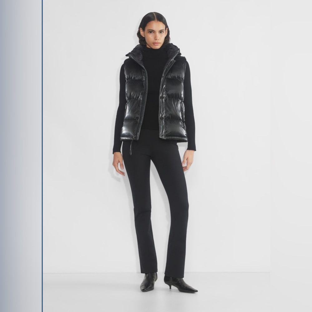 Aritzia Shiny Black Quilted Vest